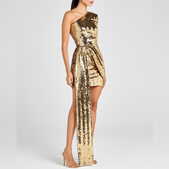 Nadine Merabi Sz M Gold Cocktail Dress - Picture 5 of 6